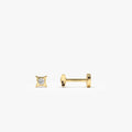 14K Gold Diamond Pyramid Internally Threaded Flat Back Stud 14k Gold Ferkos Fine Jewelry