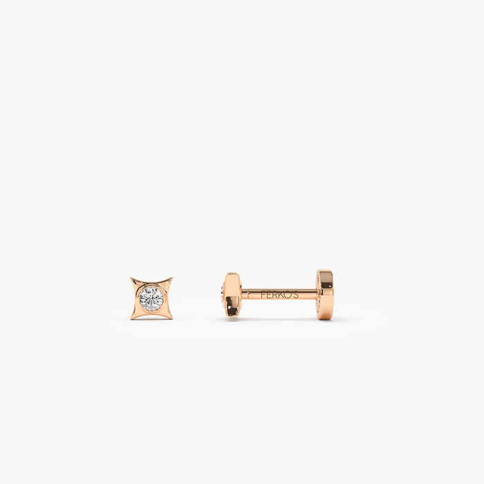 14K Gold Diamond Pyramid Internally Threaded Flat Back Stud 14k Rose Gold Ferkos Fine Jewelry