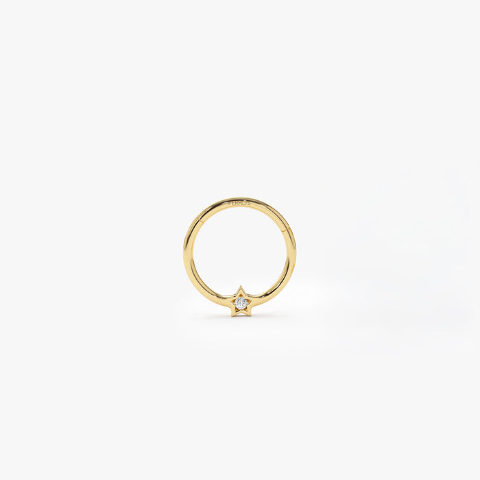 14K Gold Diamond Star Eternity Hoop Earring 14k Gold Ferkos Fine Jewelry
