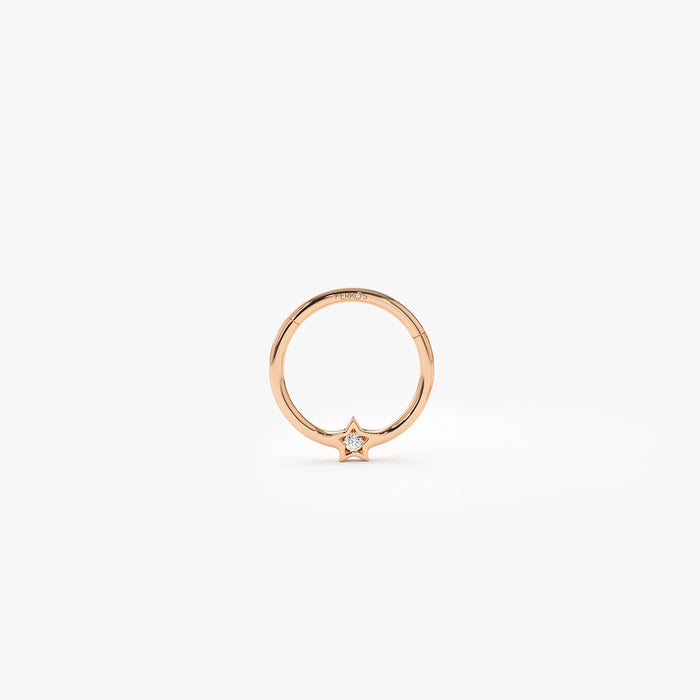 14K Gold Diamond Star Eternity Hoop Earring 14k Rose Gold Ferkos Fine Jewelry