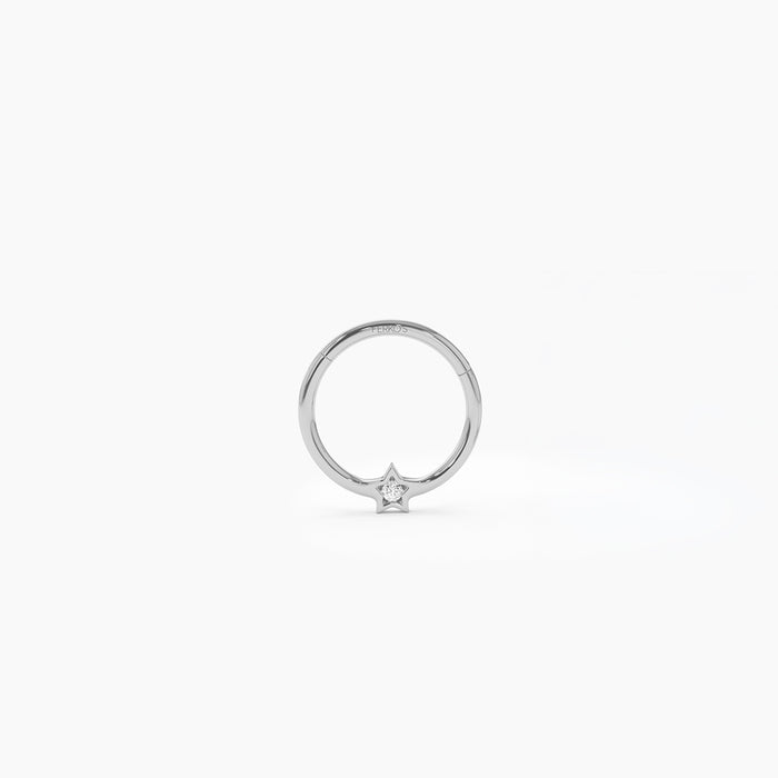 14K Gold Diamond Star Eternity Hoop Earring 14k White Gold Ferkos Fine Jewelry