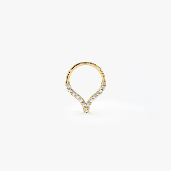 14K Gold Diamond Teardrop Cartilage Hoop (Conch, Helix, Tragus) 14k Gold Ferkos Fine Jewelry
