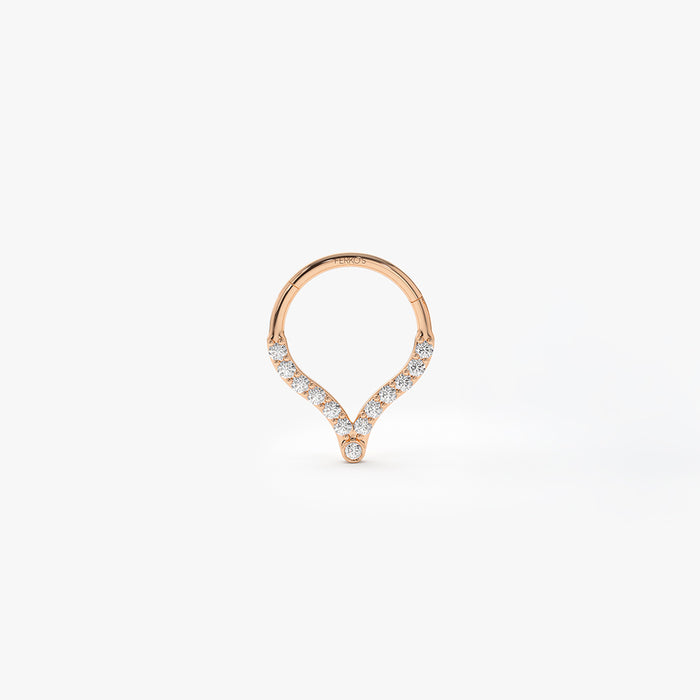 14K Gold Diamond Teardrop Cartilage Hoop (Conch, Helix, Tragus) 14k Rose Gold Ferkos Fine Jewelry