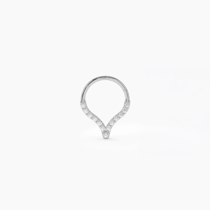 14K Gold Diamond Teardrop Cartilage Hoop (Conch, Helix, Tragus) 14k White Gold Ferkos Fine Jewelry