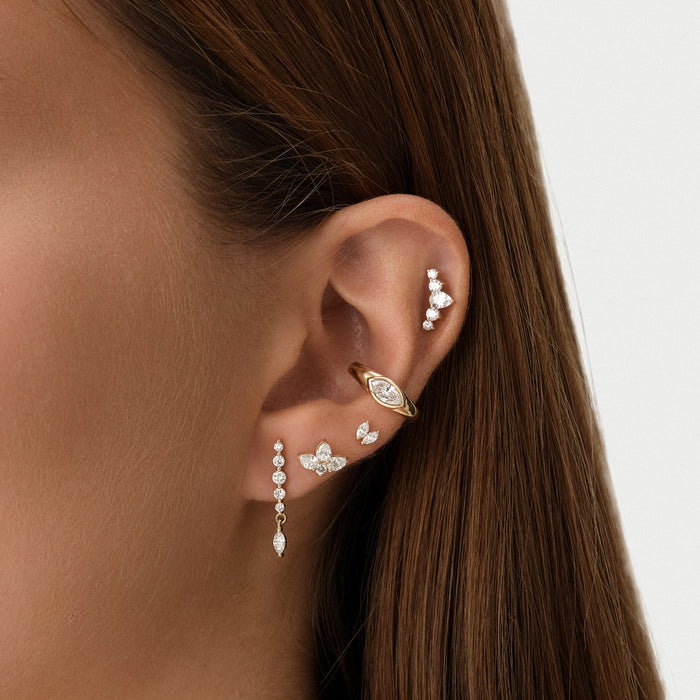 14K Gold Double Marquise Lab Grown Diamond Flat Back Stud – 0.08 CTW Ferkos Fine Jewelry