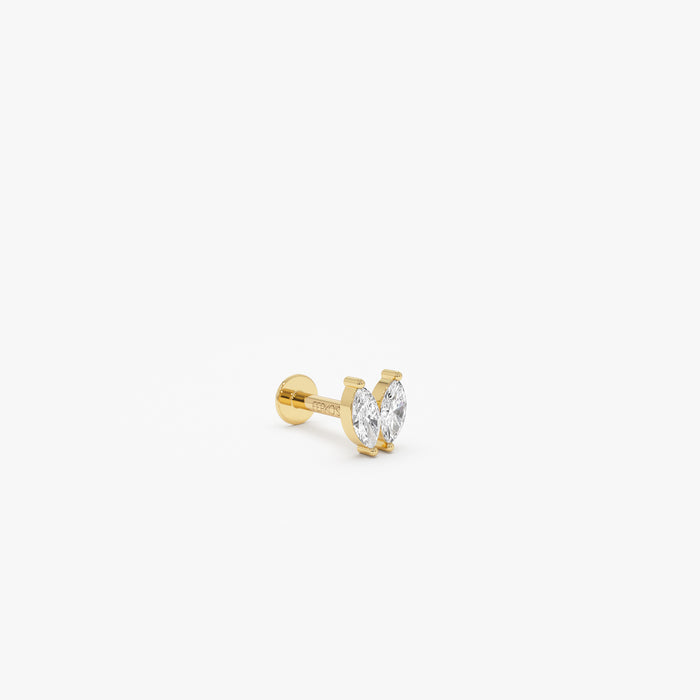 14K Gold Double Marquise Lab Grown Diamond Flat Back Stud – 0.08 CTW Ferkos Fine Jewelry