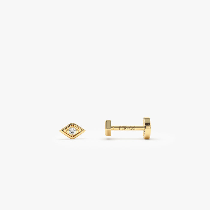 14K Gold Evil Eye Diamond Flat Back Stud 14k Gold Ferkos Fine Jewelry