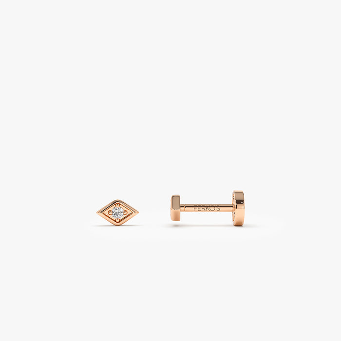 14K Gold Evil Eye Diamond Flat Back Stud 14k Rose Gold Ferkos Fine Jewelry