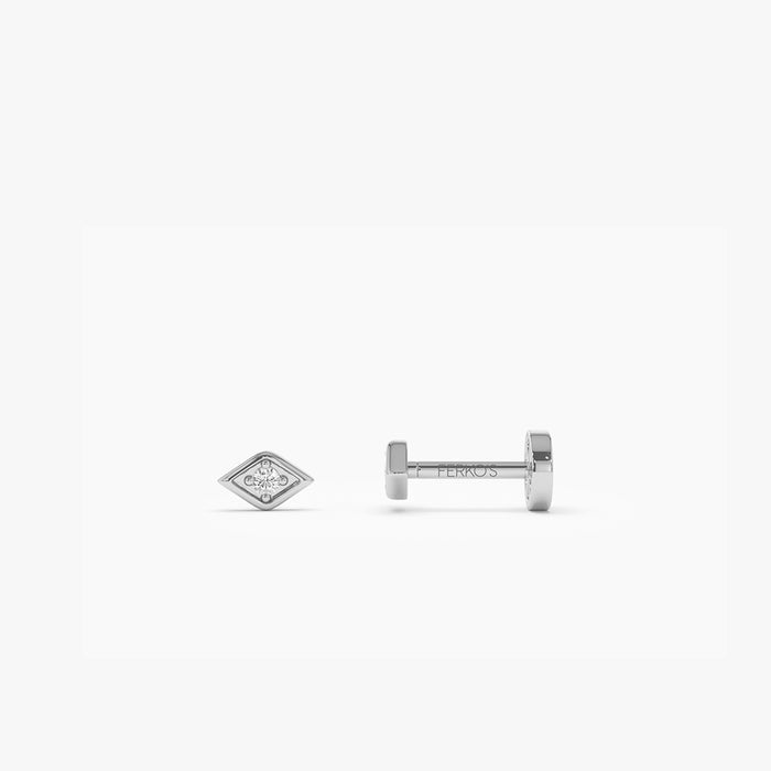 14K Gold Evil Eye Diamond Flat Back Stud 14k White Gold Ferkos Fine Jewelry