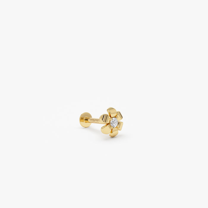 0.02 ctw 14K Gold Flower Lab Grown Diamond Internally Threaded Piercing Ferko's Fine Jewelry