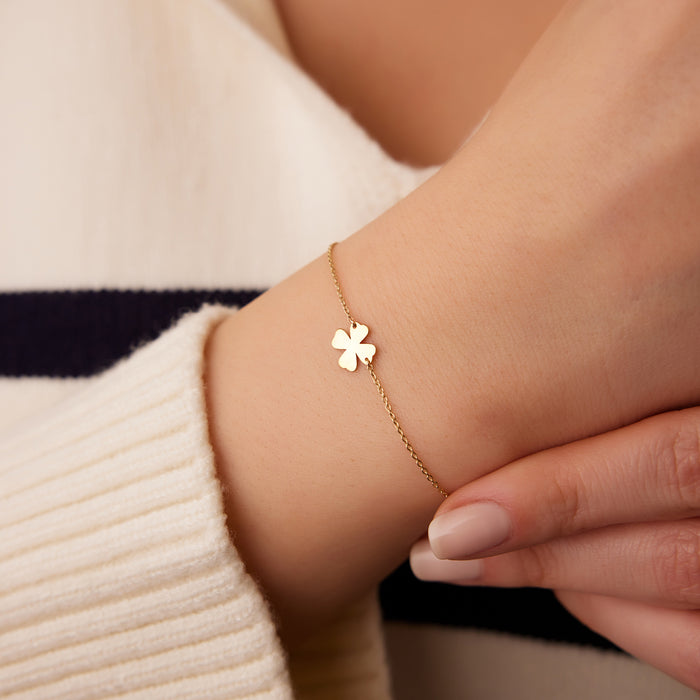 14K Gold Four Leaf Clover Charm Bracelet  Ferkos Fine Jewelry