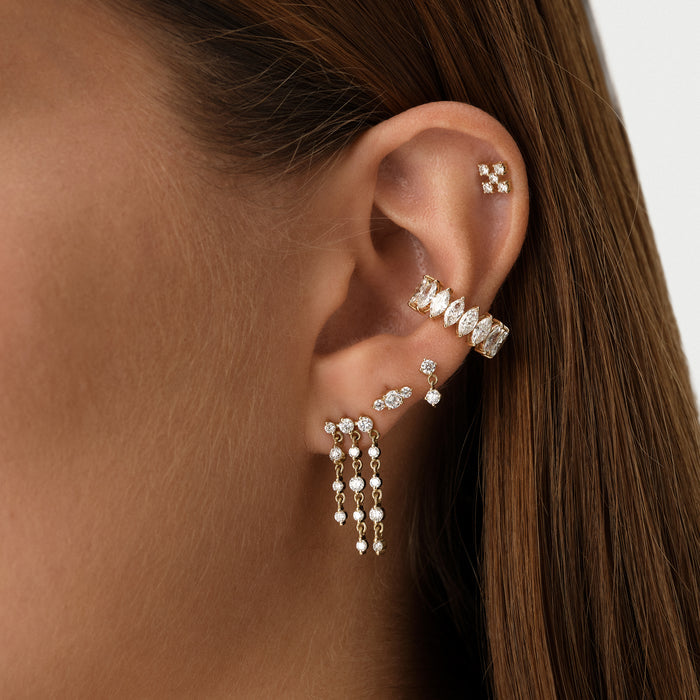 14K Gold Lab Grown Diamond Dangle Flat Back Stud – 0.12 CTW Ferkos Fine Jewelry
