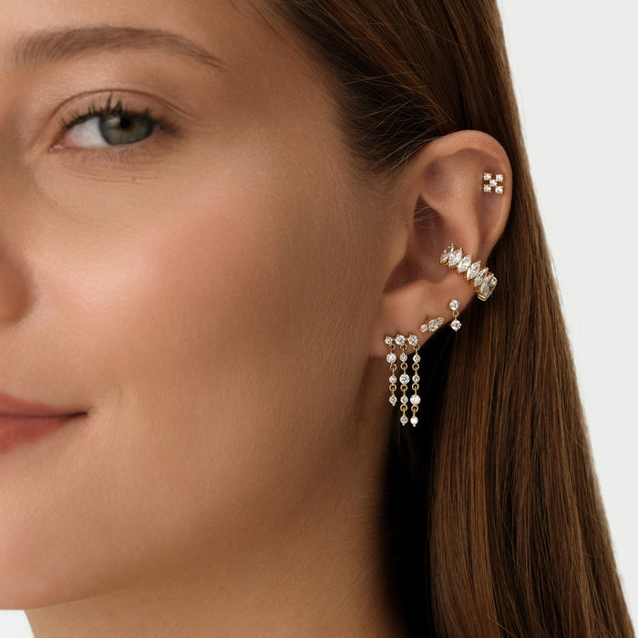 14K Gold Lab Grown Diamond Dangle Flat Back Stud – 0.12 CTW Ferkos Fine Jewelry