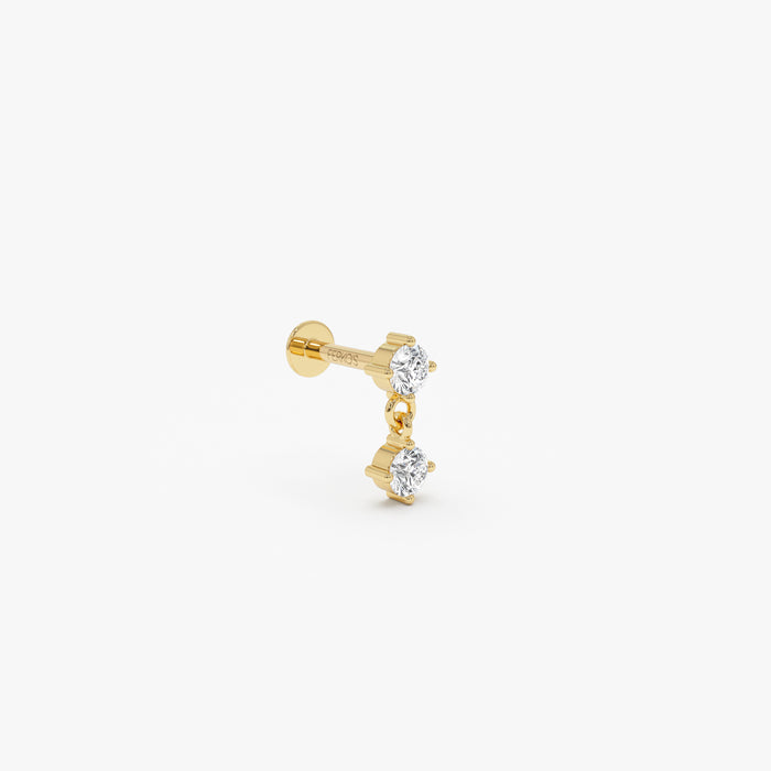14K Gold Lab Grown Diamond Dangle Flat Back Stud – 0.12 CTW Ferkos Fine Jewelry