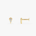 14K Gold Diamond Teardrop Flat Back Stud – Lab Grown | 0.03 CTW Ferkos Fine Jewelry