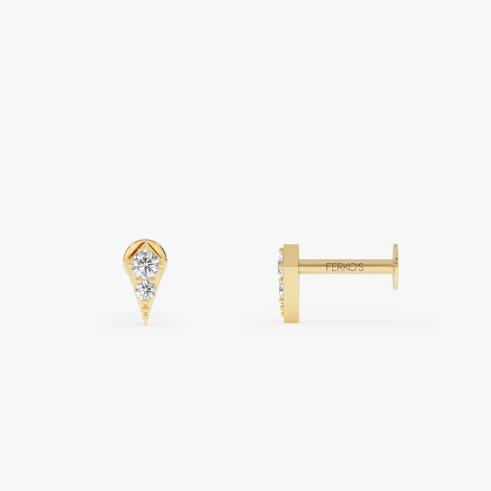14K Gold Diamond Teardrop Flat Back Stud – Lab Grown | 0.03 CTW Ferkos Fine Jewelry