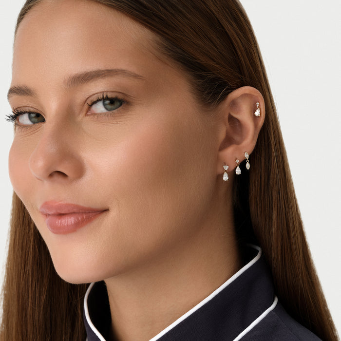 14K Gold Diamond Teardrop Flat Back Stud – Lab Grown | 0.03 CTW Ferkos Fine Jewelry
