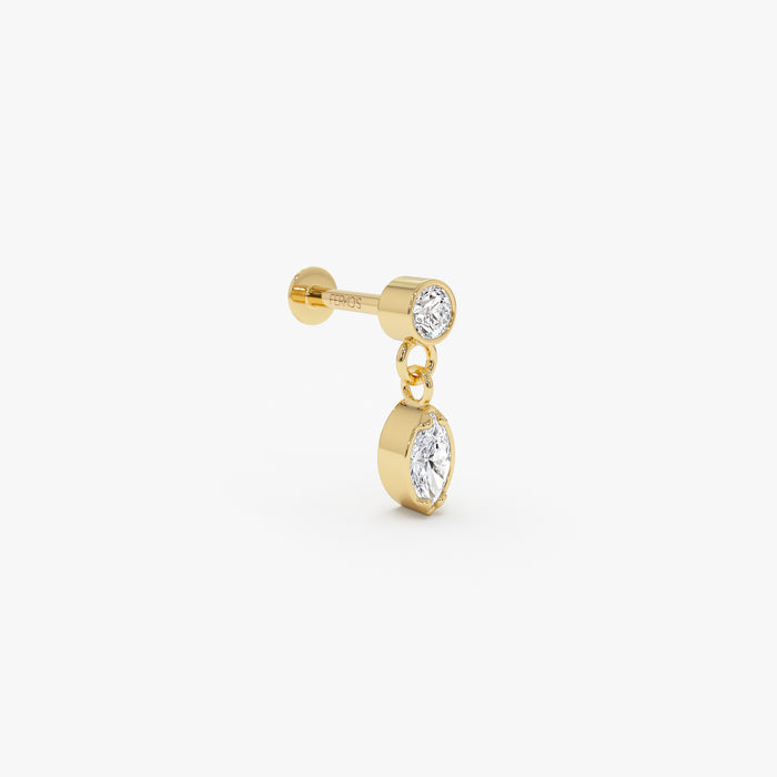 0.17 ctw 14K Gold Marquise Lab Grown Diamond Bezel Stud Earring Ferko's Fine Jewelry