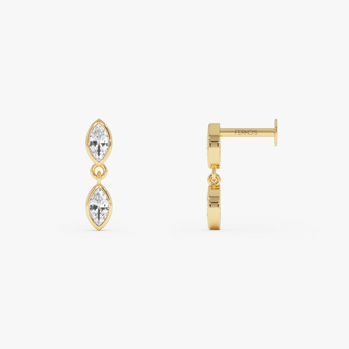 14K Gold Marquise Lab Grown Diamond Dangle Flat Back Stud – 0.12 CTW 14k Gold Ferkos Fine Jewelry