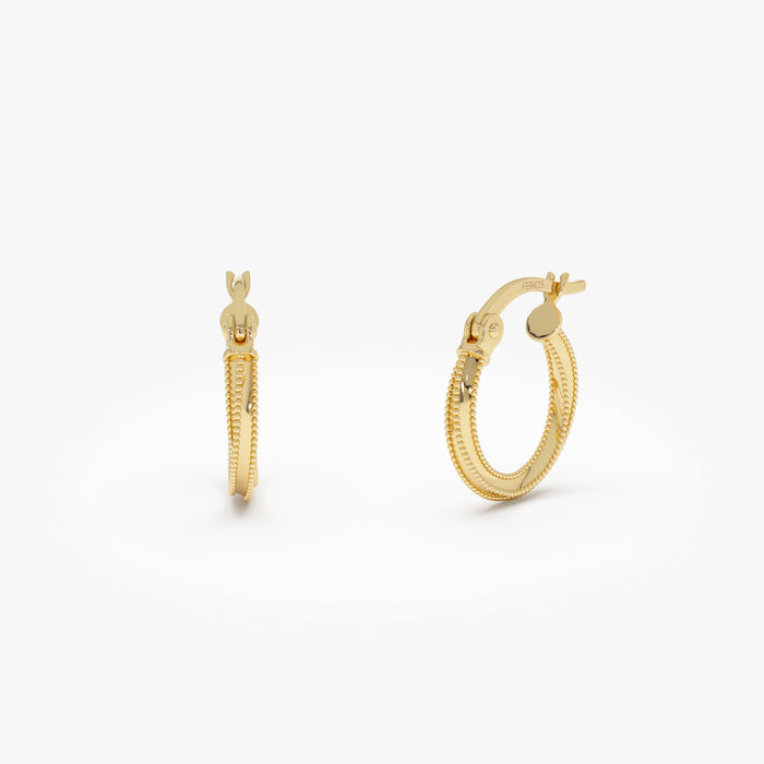 14k Gold Milgrain Hoop Earrings 14k Gold Ferkos Fine Jewelry