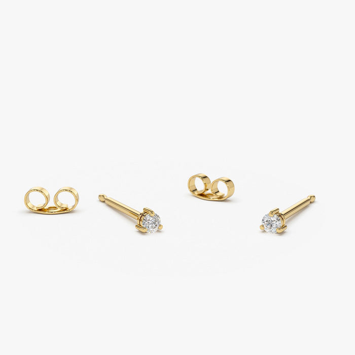 14K Gold Mini Diamond Studs 14K Gold Ferkos Fine Jewelry