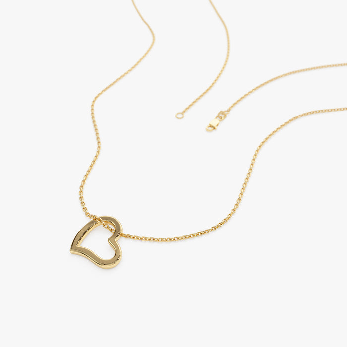 14k Gold Open Heart Shaped Charm Necklace  Ferkos Fine Jewelry