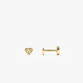 14K Gold Pave Diamond Heart Internally Threaded Flat Back Stud 14k Gold Ferkos Fine Jewelry