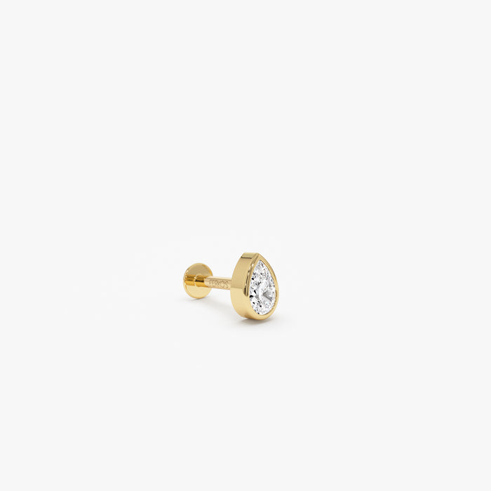 14K Gold Pear Lab Grown Diamond Bezel Flat Back Stud – 0.10 CTW Ferkos Fine Jewelry