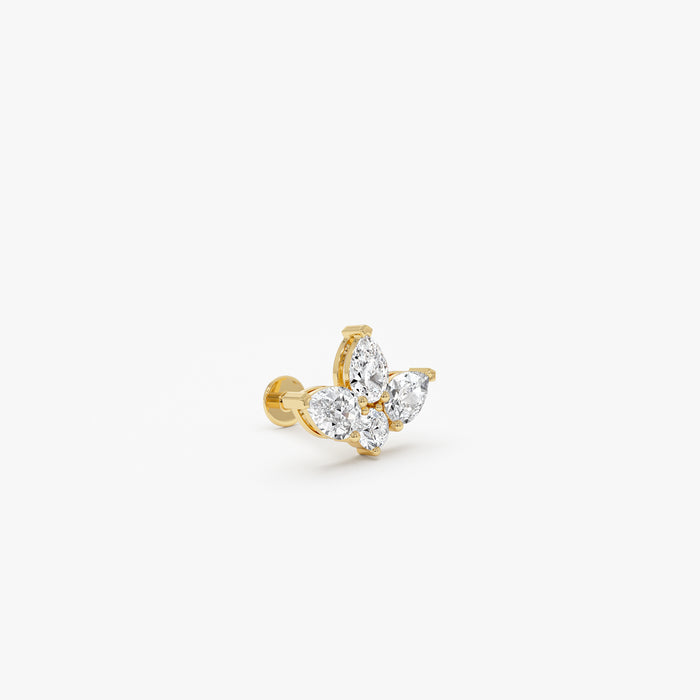 14K Gold Pear Lab Grown Diamond Cluster Flat Back Stud – 0.28 CTW Ferkos Fine Jewelry