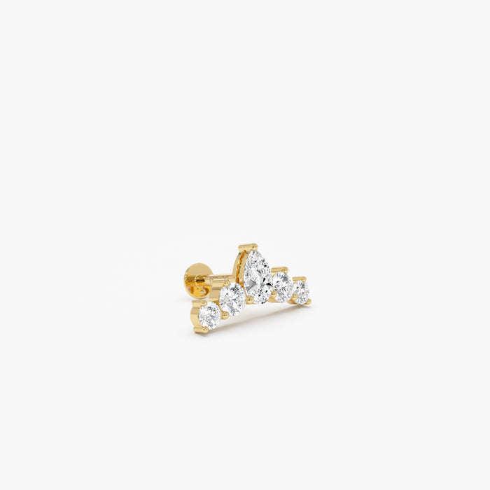 14K Gold Pear Lab Grown Diamond Crown Flat Back Stud – 0.25 CTW Ferkos Fine Jewelry