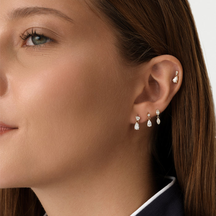 14K Gold Pear Lab Grown Diamond Dangle Flat Back Stud – 0.19 CTW Ferkos Fine Jewelry