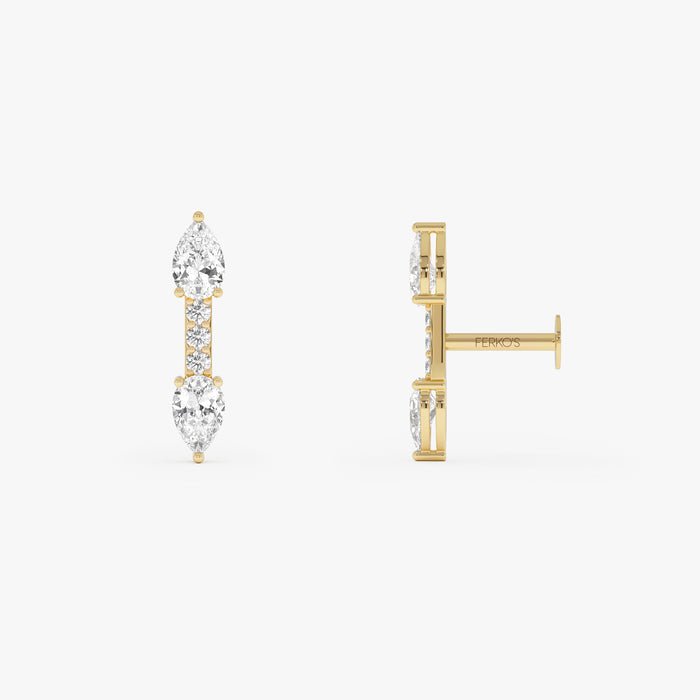 14K Gold Pear & Marquise Lab Grown Diamond Flat Back Stud – 0.23 CTW 14k Gold Ferkos Fine Jewelry