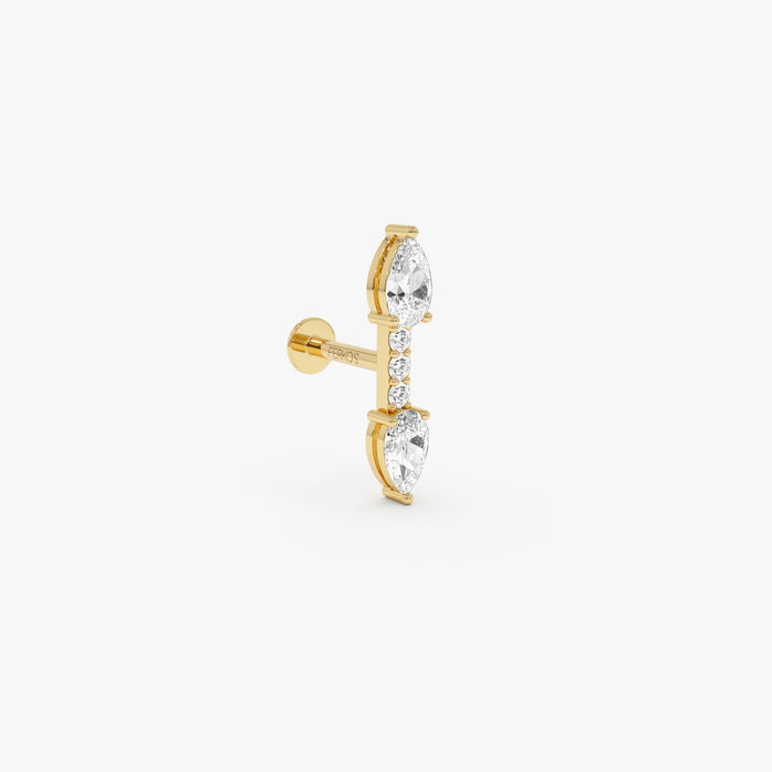 14K Gold Pear & Marquise Lab Grown Diamond Flat Back Stud – 0.23 CTW Ferkos Fine Jewelry