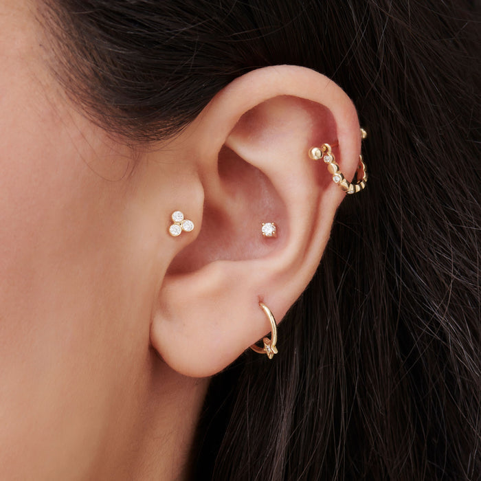 14K Gold Round Diamond Internally Threaded Flat Back Stud Ferkos Fine Jewelry