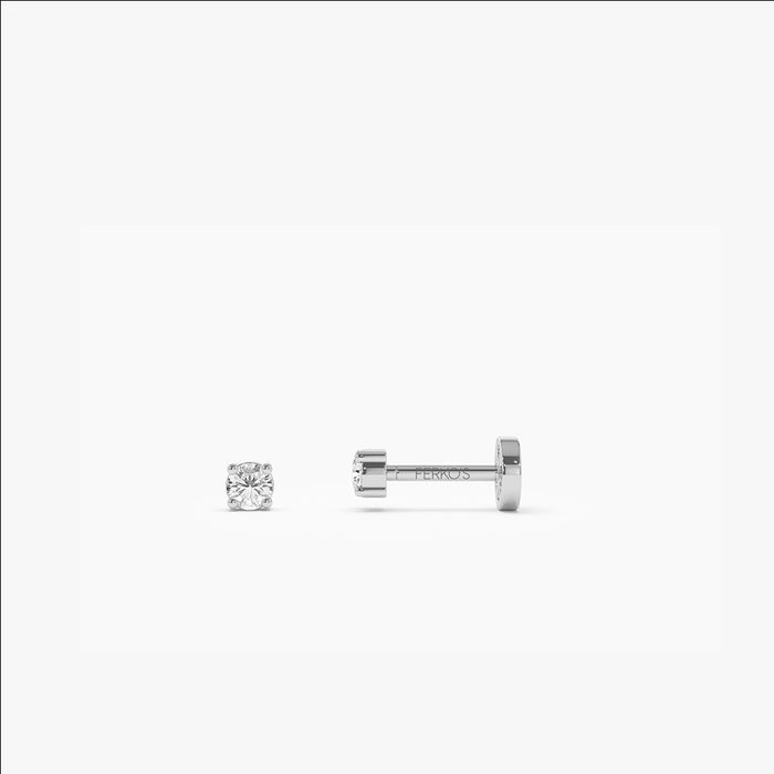 14K Gold Round Diamond Internally Threaded Flat Back Stud 14k White Gold Ferkos Fine Jewelry