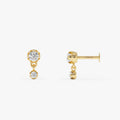 0.14 ctw 14K Gold Round Lab Grown Diamond Two-Stone Stud Earrings - 14k Gold