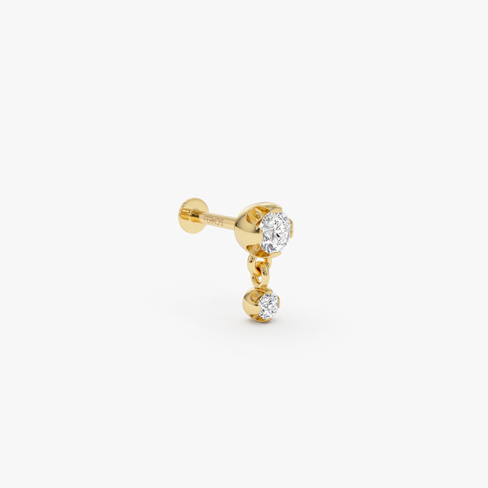 0.14 ctw 14K Gold Round Lab Grown Diamond Two-Stone Stud Earrings - 14k Gold, view 2