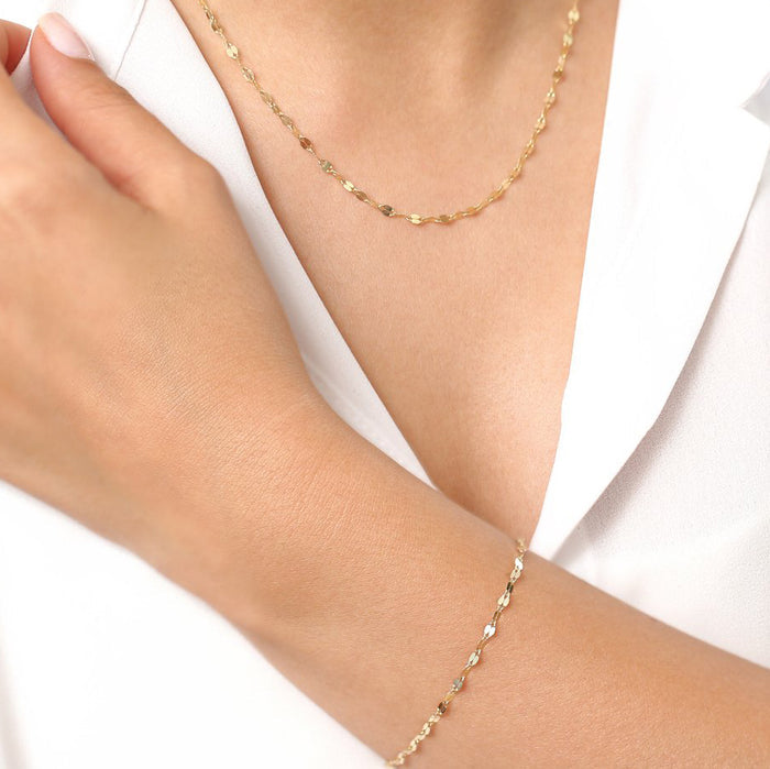 14K Gold Sparkle Diamond Cut Chain  Ferkos Fine Jewelry