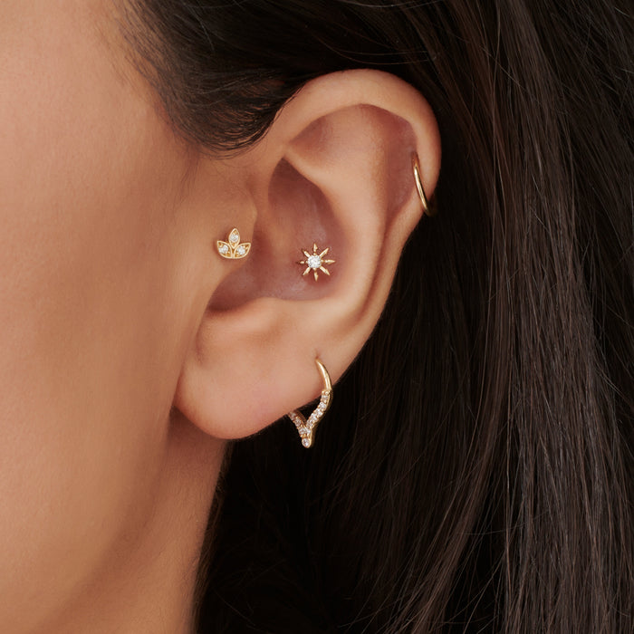 14k Gold Star Diamond Helix Piercing  Ferkos Fine Jewelry