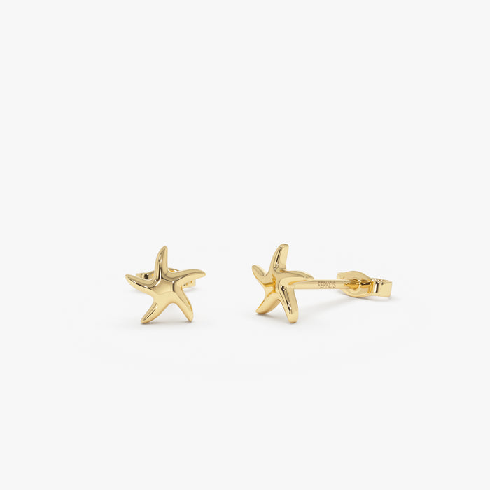 14K Gold Starfish Stud Earrings Ferkos Fine Jewelry