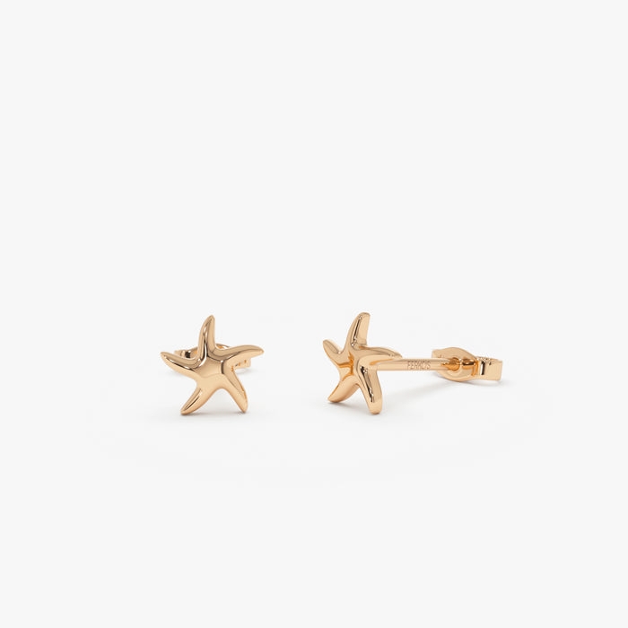 14K Gold Starfish Stud Earrings Ferkos Fine Jewelry
