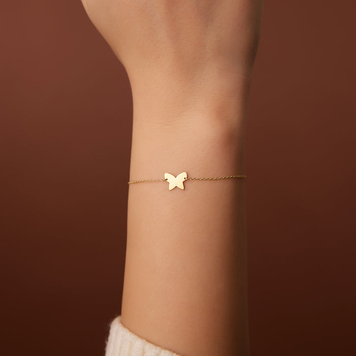 14K Gold Trendy Gold Butterfly Bracelet  Ferkos Fine Jewelry