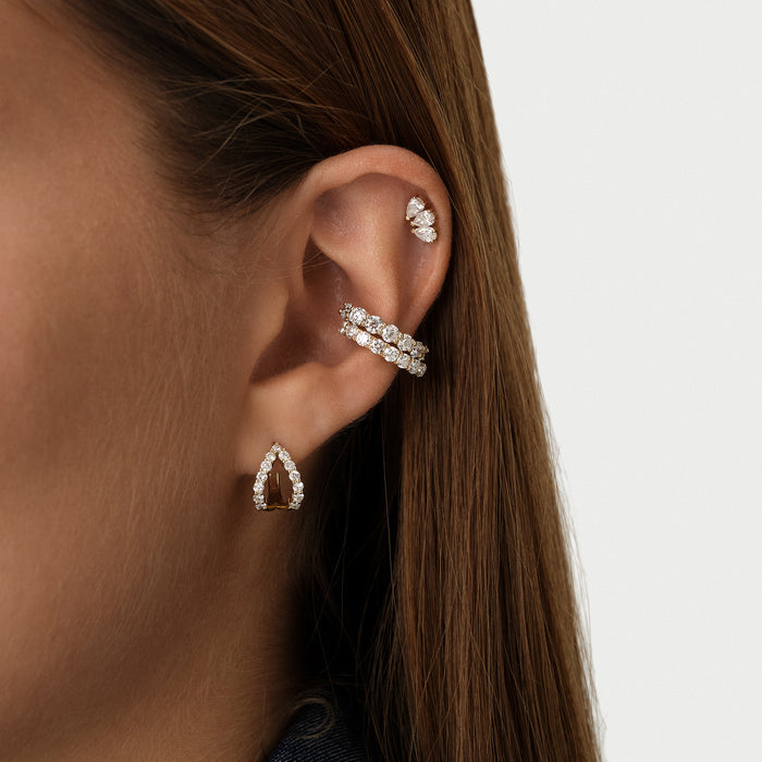 14K Gold Triple Pear Lab Grown Diamond Flat Back Stud – 0.30 CTW Ferkos Fine Jewelry