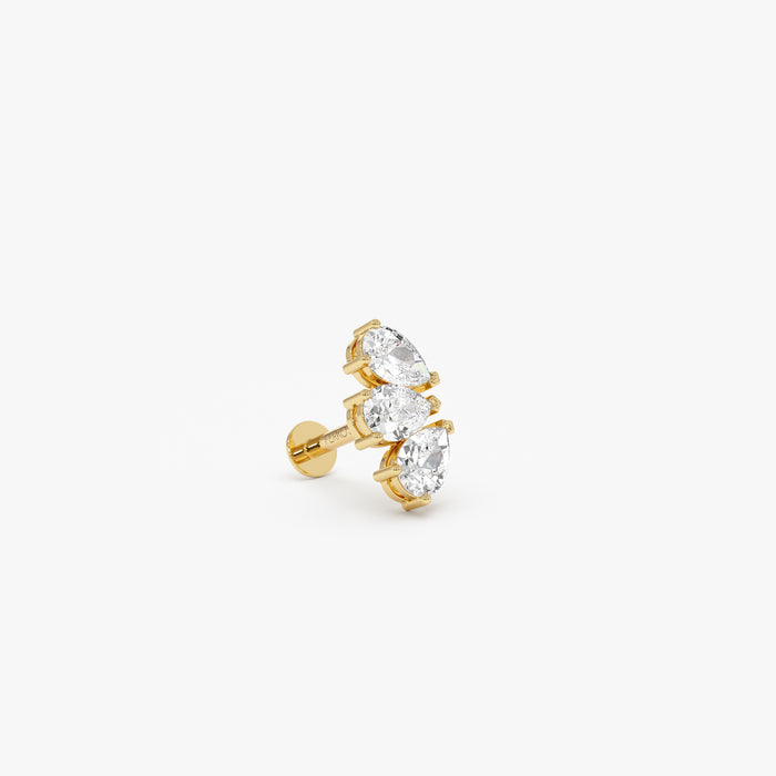 14K Gold Triple Pear Lab Grown Diamond Flat Back Stud – 0.30 CTW Ferkos Fine Jewelry