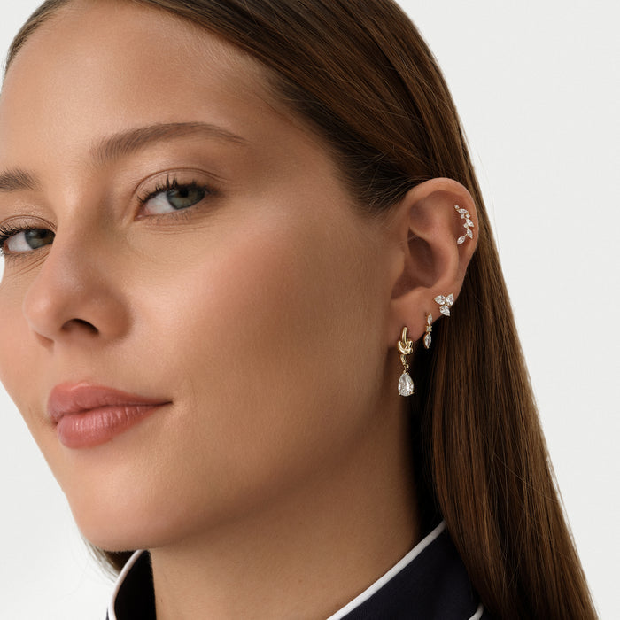 14K Gold Triple Pear Shape Lab Grown Diamond Cluster Flat Back Stud – 0.30 CTW Ferkos Fine Jewelry