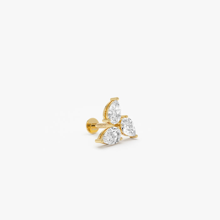 14K Gold Triple Pear Shape Lab Grown Diamond Cluster Flat Back Stud – 0.30 CTW Ferkos Fine Jewelry