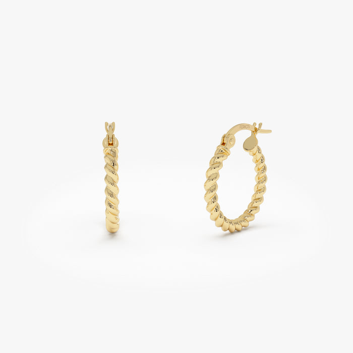 14k Gold Twisted Hoop Earrings – 14MM 14k Gold Ferkos Fine Jewelry