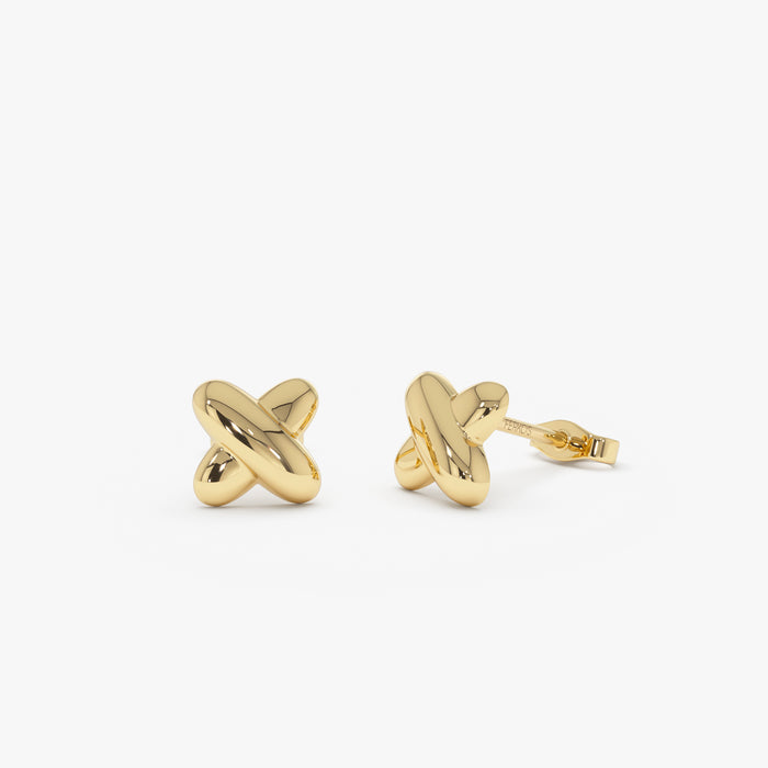 14K Gold X Stud Earrings 14k Gold Ferkos Fine Jewelry