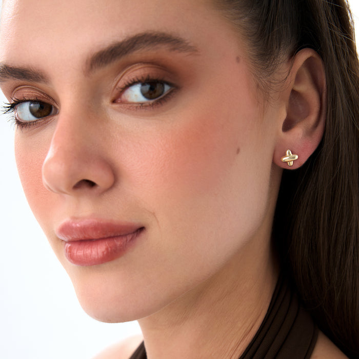 14K Gold X Stud Earrings Ferkos Fine Jewelry
