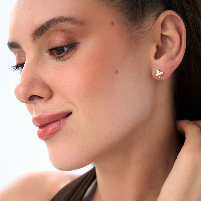 14K Gold X Stud Earrings Ferkos Fine Jewelry
